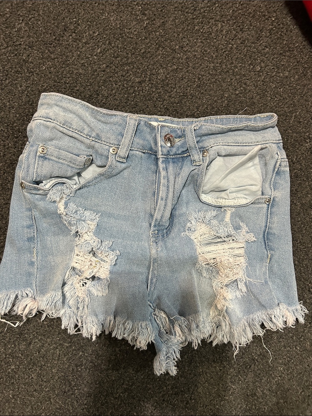 Almost Famous Light Blue Distressed Denim Shorts